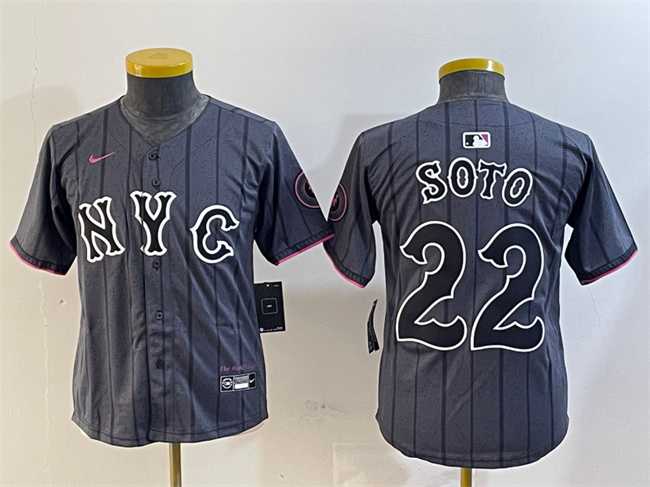 Youth New York Mets #22 Juan Soto Graphite 2024 City Connect Limited Stitched Jersey->mlb youth jerseys->MLB Jersey